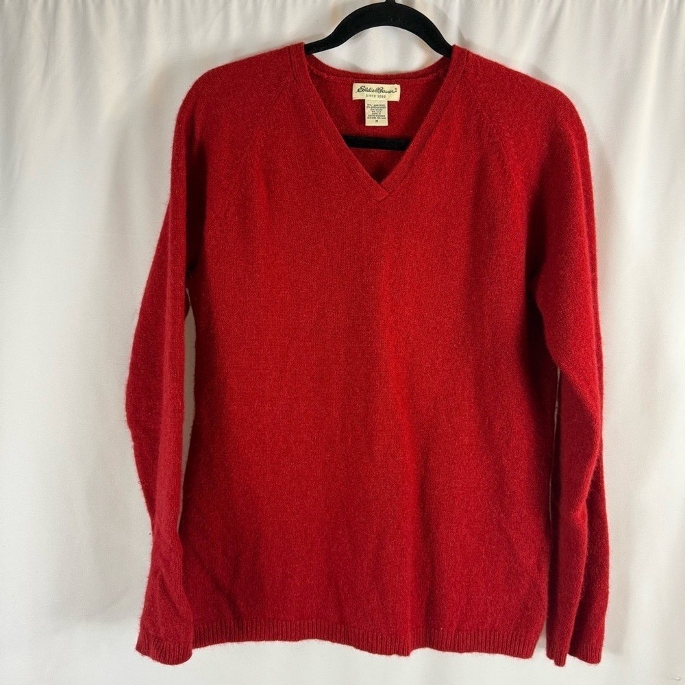 Eddie Bauer lambswool angora  rabbit sweater pullover Color:Red size: M
